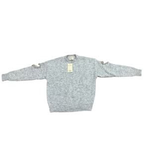NWT Easy Clothes Grey Heart Knit Crewneck Sweater  One Size (TU)